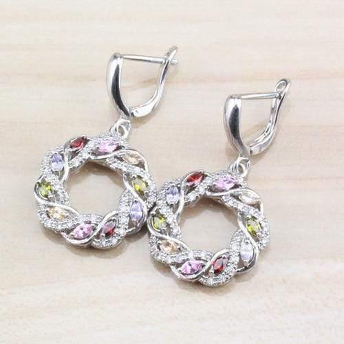 Planet Gates Cubic Zirconia 925 Sterling Silver Women Wedding Jewelry Set Ring Size 6/7/8/9/10 Free Gift  Box T295