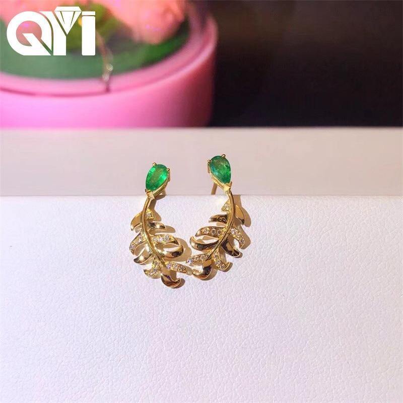 Planet Gates Earring Studs 18K Yellow Gold Diamond Gemstone 0.366 CT Pear Cut Natural Diamond Earrings Fine Jewelry