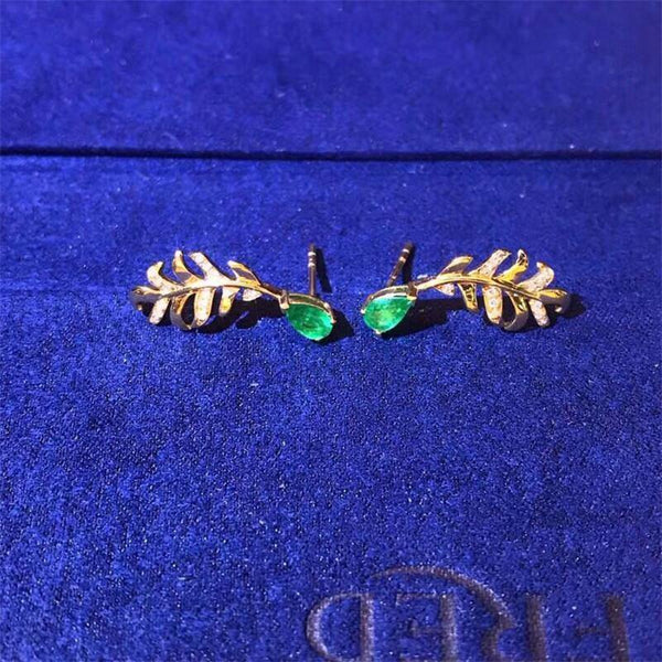 Planet Gates Earring Studs 18K Yellow Gold Diamond Gemstone 0.366 CT Pear Cut Natural Diamond Earrings Fine Jewelry