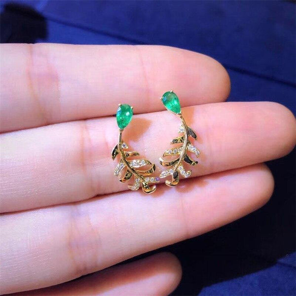 Planet Gates Earring Studs 18K Yellow Gold Diamond Gemstone 0.366 CT Pear Cut Natural Diamond Earrings Fine Jewelry