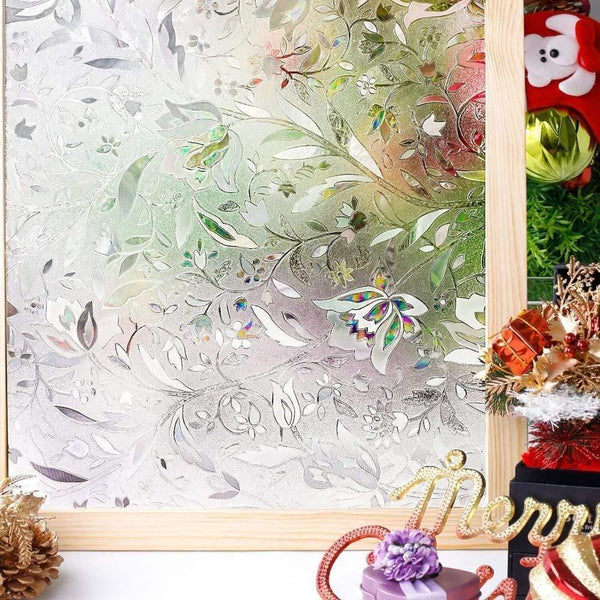 Planet Gates Easy Install Sticky No Glue Window Film Self-Adhesive 3D Tint Decorative Stained Glass Film Privacy Stickers Tulip Window Cover