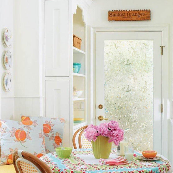 Planet Gates Easy Install Sticky No Glue Window Film Self-Adhesive 3D Tint Decorative Stained Glass Film Privacy Stickers Tulip Window Cover