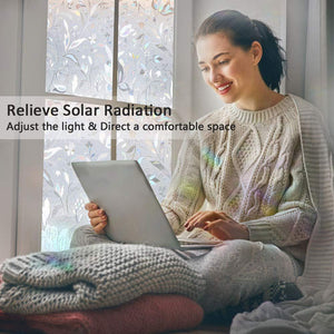 Planet Gates Easy Install Sticky No Glue Window Film Self-Adhesive 3D Tint Decorative Stained Glass Film Privacy Stickers Tulip Window Cover
