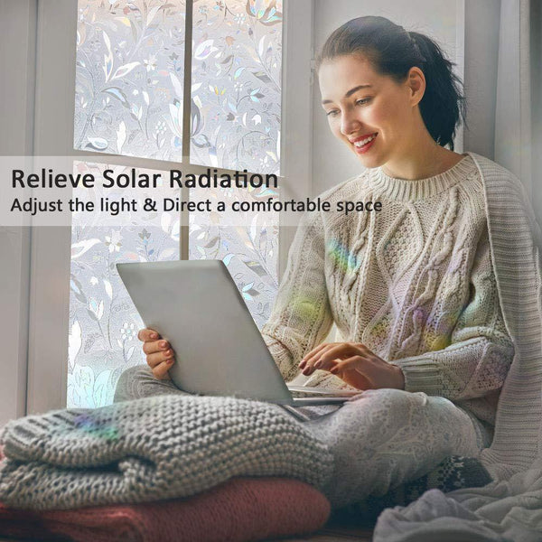 Planet Gates Easy Install Sticky No Glue Window Film Self-Adhesive 3D Tint Decorative Stained Glass Film Privacy Stickers Tulip Window Cover