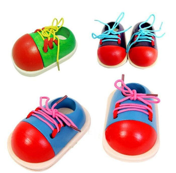 Planet Gates Educational Learning Education 1Piece Fashion Toddler Lacing Shoes Montessori Kids Wooden Toys Children Toys Drop Shipping