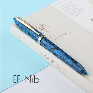 Planet Gates EF Nib Blue / as picture Business Fountain Pen Acrylic Resin Fine Nib Pen with Box for  Christmas Gift Wedding Signing Office Supplies