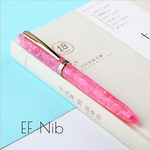 Planet Gates EF Nib Pink / as picture Business Fountain Pen Acrylic Resin Fine Nib Pen with Box for  Christmas Gift Wedding Signing Office Supplies