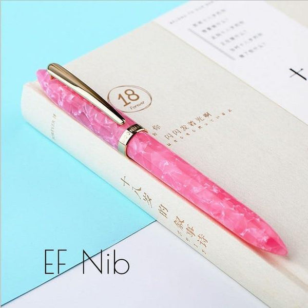 Planet Gates EF Nib Pink / as picture Business Fountain Pen Acrylic Resin Fine Nib Pen with Box for  Christmas Gift Wedding Signing Office Supplies