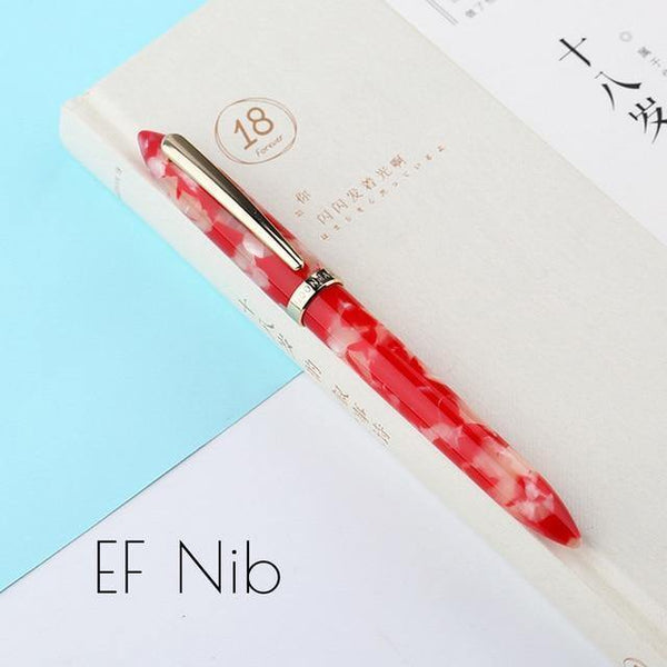 Planet Gates EF Nib Red / as picture Business Fountain Pen Acrylic Resin Fine Nib Pen with Box for  Christmas Gift Wedding Signing Office Supplies