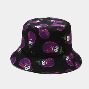 Planet Gates eggplant black Fashion Cartoon Printed Cute Bucket Hat Summer Reversible Fishermant Hat For Women Men Street Hip Hop Fishing Cap Gorro