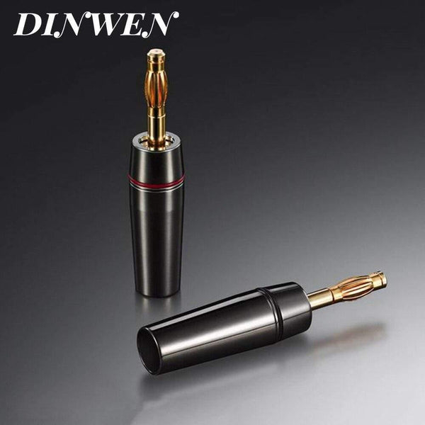 EIZZ Banana Plug 24K Gold Plated Connector Brass Solderless Audio Speaker 4MM Male Jack Adapter Connector 4PCS/Lot