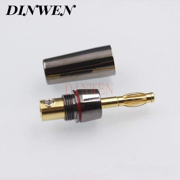 EIZZ Banana Plug 24K Gold Plated Connector Brass Solderless Audio Speaker 4MM Male Jack Adapter Connector 4PCS/Lot
