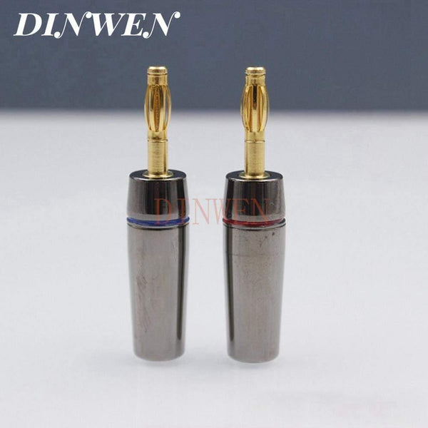 EIZZ Banana Plug 24K Gold Plated Connector Brass Solderless Audio Speaker 4MM Male Jack Adapter Connector 4PCS/Lot