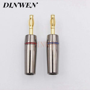 EIZZ Banana Plug 24K Gold Plated Connector Brass Solderless Audio Speaker 4MM Male Jack Adapter Connector 4PCS/Lot