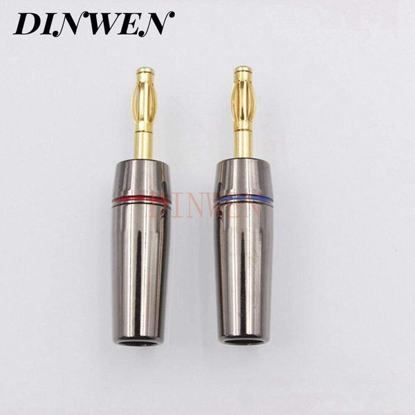 EIZZ Banana Plug 24K Gold Plated Connector Brass Solderless Audio Speaker 4MM Male Jack Adapter Connector 4PCS/Lot