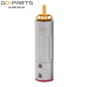 EIZZ High End 24K Gold plated Brass Male RCA Plug Connector Adapter With Lock Hifi Audio Video AMP TV AV DVD Signal Cable DIY