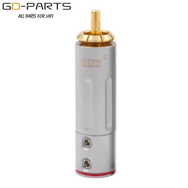 EIZZ High End 24K Gold plated Brass Male RCA Plug Connector Adapter With Lock Hifi Audio Video AMP TV AV DVD Signal Cable DIY