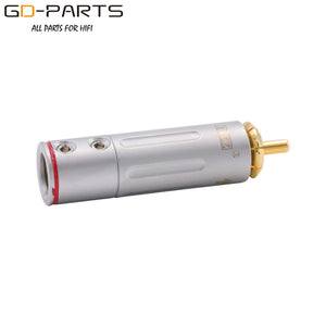 EIZZ High End 24K Gold plated Brass Male RCA Plug Connector Adapter With Lock Hifi Audio Video AMP TV AV DVD Signal Cable DIY