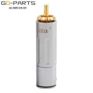 EIZZ High End 24K Gold plated Brass Male RCA Plug Connector Adapter With Lock Hifi Audio Video AMP TV AV DVD Signal Cable DIY