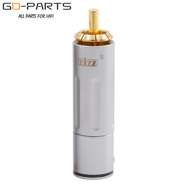EIZZ High End 24K Gold plated Brass Male RCA Plug Connector Adapter With Lock Hifi Audio Video AMP TV AV DVD Signal Cable DIY