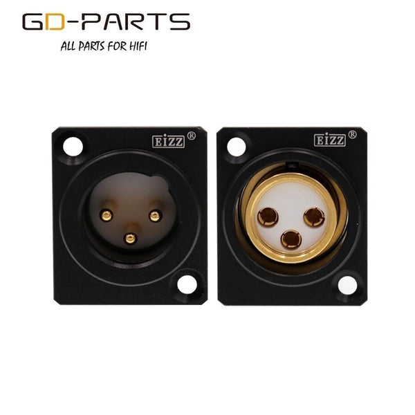 EIZZ High End 3-PIN Male Female XLR Connector MIC AMP CANNON Plug Adapter 24K Gold Plated Tellurium Copper Teflon Insulator 1PC