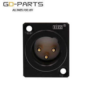 EIZZ High End 3-PIN Male Female XLR Connector MIC AMP CANNON Plug Adapter 24K Gold Plated Tellurium Copper Teflon Insulator 1PC