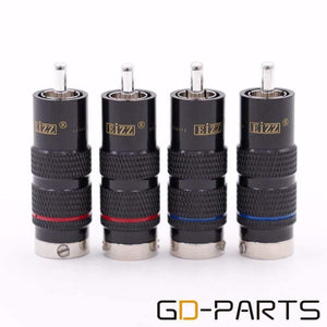 EIZZ Rhodium Plated Phosphor Bronze Male RCA Coaxial Plug Connector Adapter Copper Pin Teflon Insulator Hifi Audio Video Signal