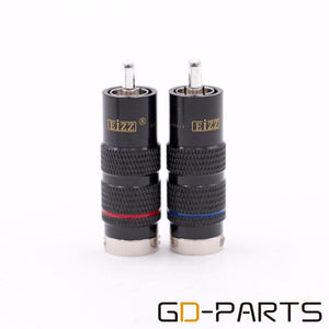 EIZZ Rhodium Plated Phosphor Bronze Male RCA Coaxial Plug Connector Adapter Copper Pin Teflon Insulator Hifi Audio Video Signal