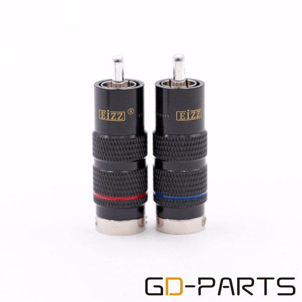 EIZZ Rhodium Plated Phosphor Bronze Male RCA Coaxial Plug Connector Adapter Copper Pin Teflon Insulator Hifi Audio Video Signal