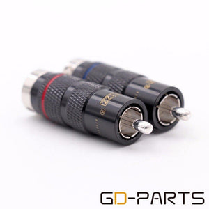 EIZZ Rhodium Plated Phosphor Bronze Male RCA Coaxial Plug Connector Adapter Copper Pin Teflon Insulator Hifi Audio Video Signal