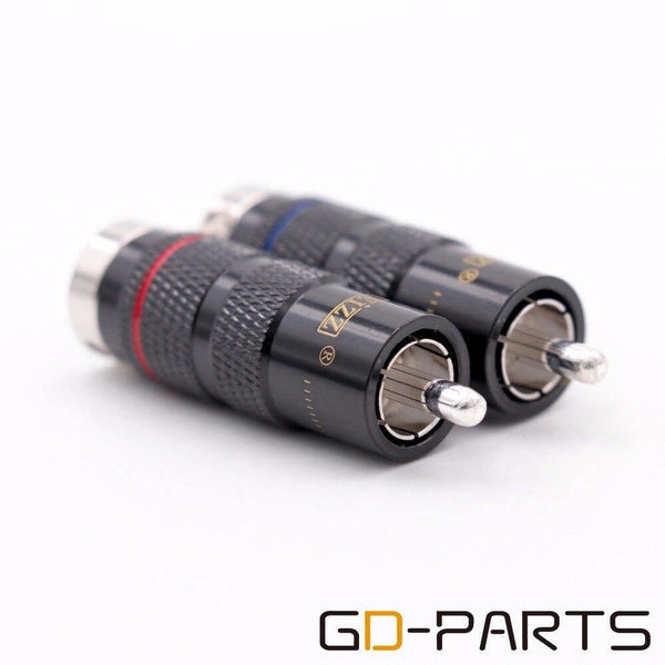 EIZZ Rhodium Plated Phosphor Bronze Male RCA Coaxial Plug Connector Adapter Copper Pin Teflon Insulator Hifi Audio Video Signal