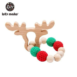 Planet Gates Ekl Let's Make 1PC Wooden Teether Hedgehog Crochet Beads Wood Crafts Ring Engraved Bead Baby Teether Wooden Toys For Baby Rattle