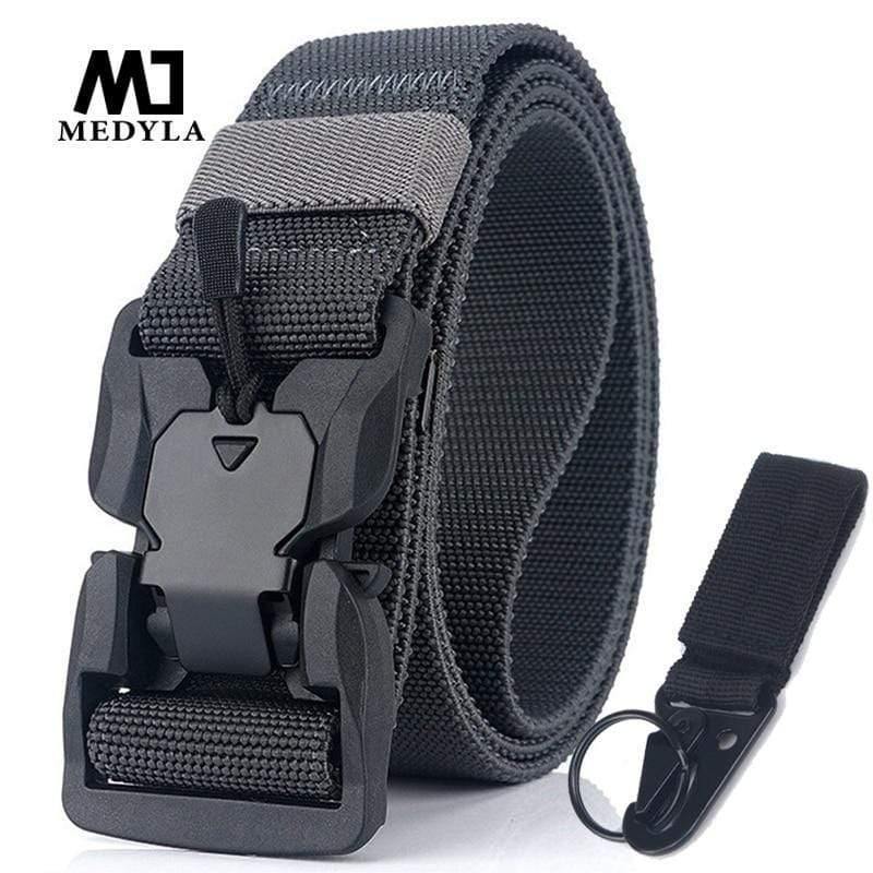 Elastic Belt Hard ABS Magnetic Buckle Men Military Tactical Belt High Strength Elastic Nylon Soft No Hole Army Belt