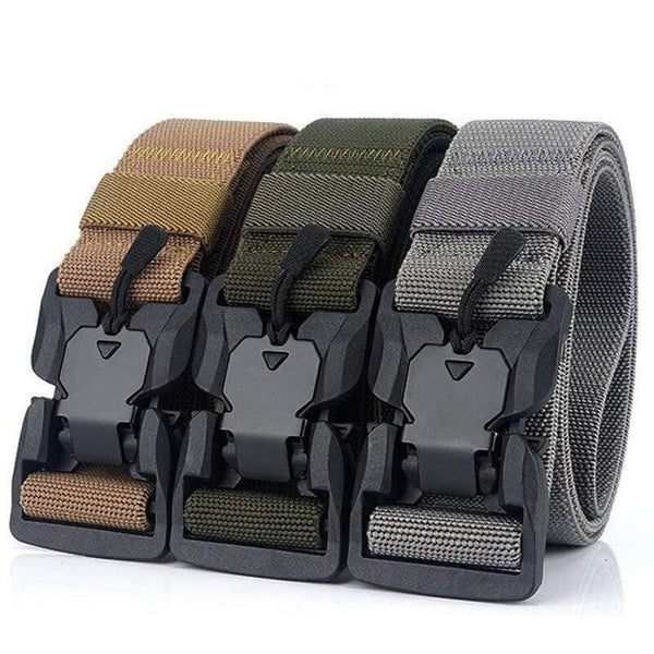 Elastic Belt Hard ABS Magnetic Buckle Men Military Tactical Belt High Strength Elastic Nylon Soft No Hole Army Belt