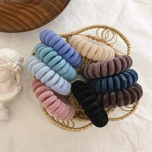 Elastic Knit Telephone Wire Hair Bands Girl Woman Hair Accessories Rubber Band Headwear Hair Rope Spiral Shape Hair Ties