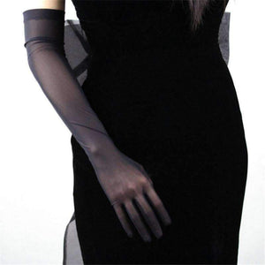 Planet Gates Elastic Lace Gloves Ultra-Thin Long Paragraph Women'S Black Gauze Thin Gloves Touch Screen Female Mittens TB17