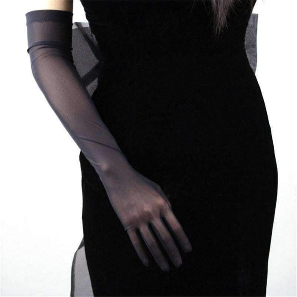 Planet Gates Elastic Lace Gloves Ultra-Thin Long Paragraph Women'S Black Gauze Thin Gloves Touch Screen Female Mittens TB17