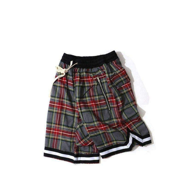 Planet Gates Elastic Waist Plaid Men's Shorts 2018 Summer Drop Crotch Shorts Men 3 Colors