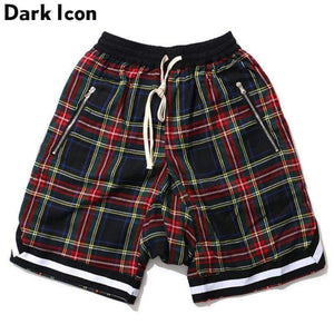 Planet Gates Elastic Waist Plaid Men's Shorts 2018 Summer Drop Crotch Shorts Men 3 Colors