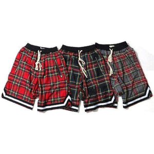 Planet Gates Elastic Waist Plaid Men's Shorts 2018 Summer Drop Crotch Shorts Men 3 Colors