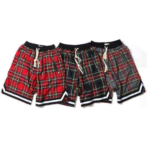 Planet Gates Elastic Waist Plaid Men's Shorts 2018 Summer Drop Crotch Shorts Men 3 Colors