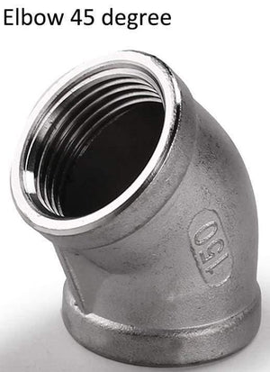 1/4 to 3/4" SS304 Stainless Steel Thread Elbow Cross Nipple Tube Plug Tee Cap End Pipe Fitting Nipple