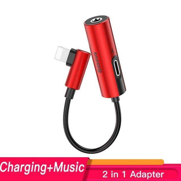 Planet Gates Elbow Red Baseus Aux Audio For Lightning to 3.5mm Jack Connector Earphone Headphone OTG Adapter For iPhone Xs Max Xr X 8 7 Plus Splitter
