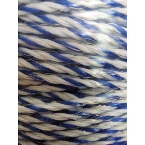 Planet Gates Electric Fence Poly Wire White Blue Polywire with Steel Wire Poly Rope For Horse Fencing Ultra Low Resistance Hot Wire Fencing