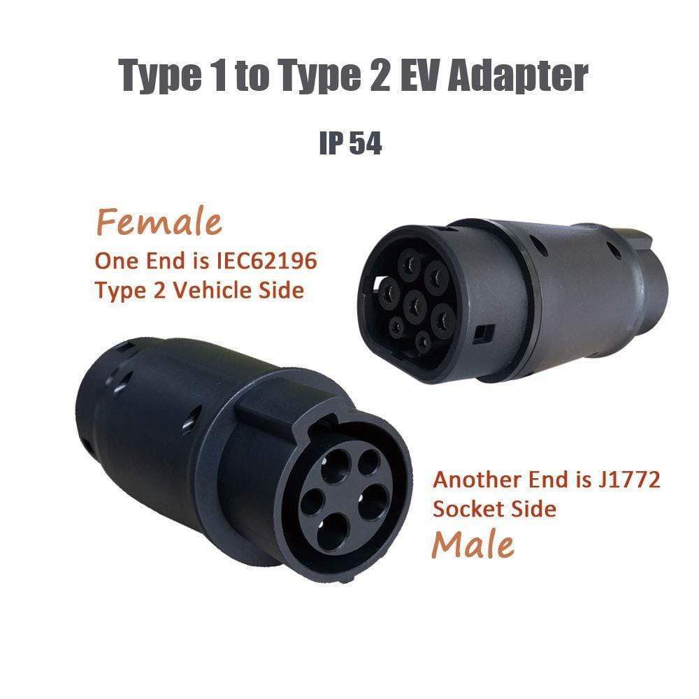 Planet Gates Electric Vehicle Charging Adapter 16A 32A Sae j1772 connector EVSE car charger Type 1 to Type2 EV adapter