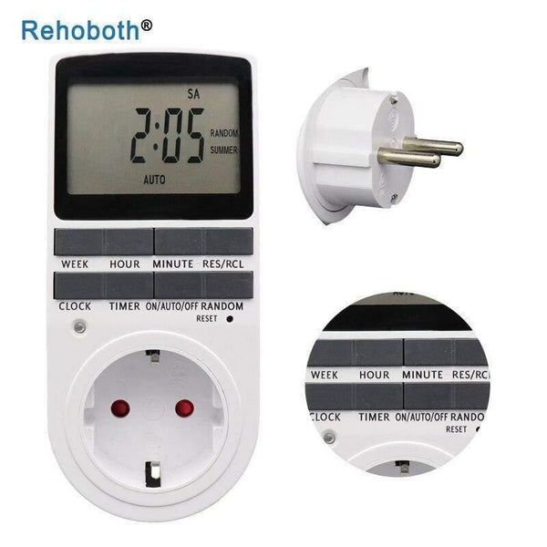 Electronic Digital Timer Switch EU Plug Kitchen Timer Outlet 230V 50HZ 7 Day 12/24 Hour Programmable Timing Socket