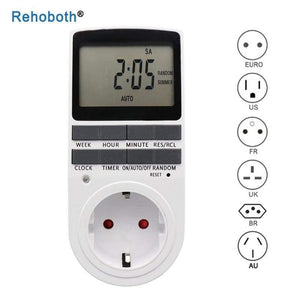 Electronic Digital Timer Switch EU Plug Kitchen Timer Outlet 230V 50HZ 7 Day 12/24 Hour Programmable Timing Socket
