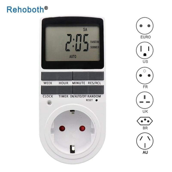 Electronic Digital Timer Switch EU Plug Kitchen Timer Outlet 230V 50HZ 7 Day 12/24 Hour Programmable Timing Socket