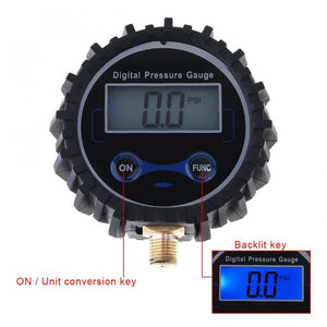 Planet Gates Electronic Digital Tyre Tire Pressure Gauge 0-230PSI Night Vision Metal Connector for Motorcycle Car Cycle Truck Tire