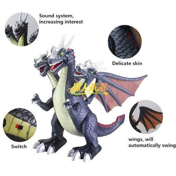 Planet Gates Electronic Jurassic Three-Headed Dinosaur Dinosaur toys acoustooptical  electric large abs Dinosaur Free Shipping